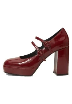 Bata Con Doppio Cinturino Scarpe Con PlateauBordeaux Donna Scarpe Con Tacco BT911B03F-G11